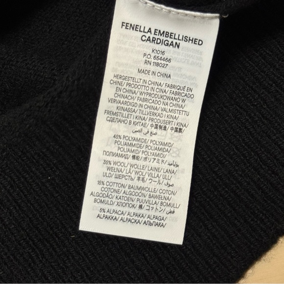 NWT Boden Fenella Embellished Wool Blend Button Down Cardigan Black XS - Picture 8 of 12